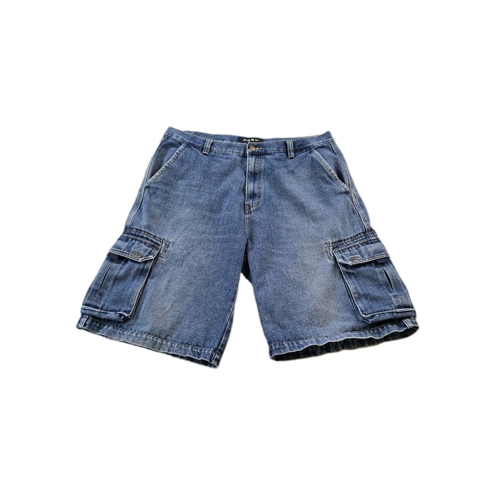 NOBU Men's Denim Cargo Utility Shorts High Rise 38" Waist 11" Inseam